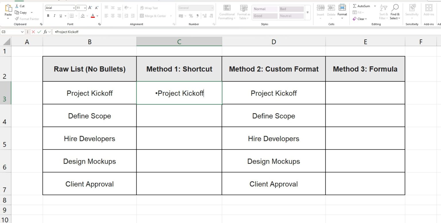 Create Excel Points How to Add Bullet Points in Excel: 6 Ways to Create Lists