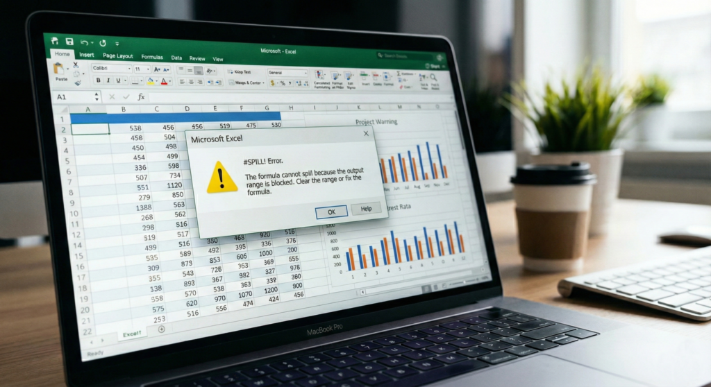 Guide on how to fix the Spill error in Excel showing a warning message.
