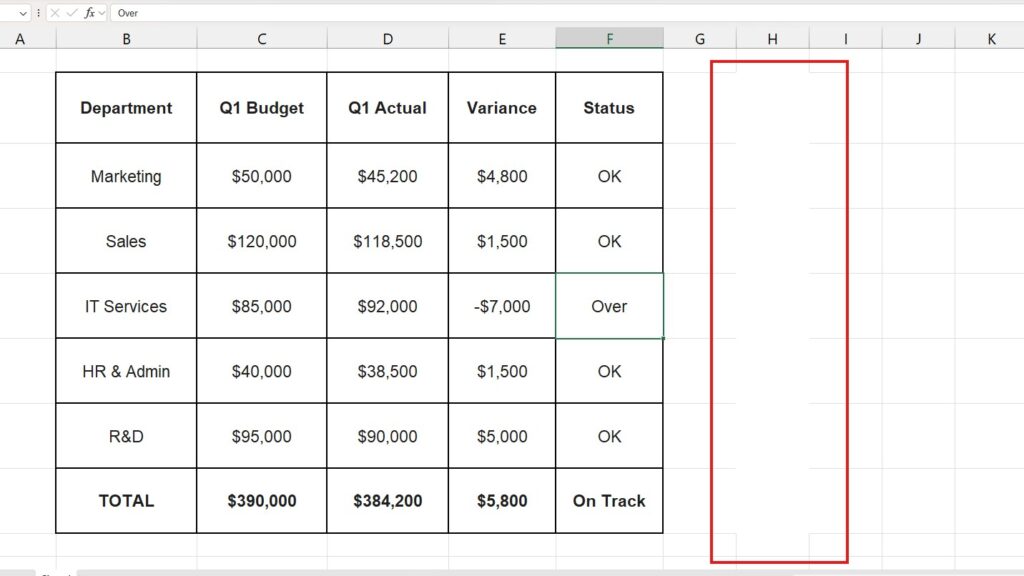 Using white fill color to hide gridlines in specific Excel cells while keeping others visible.