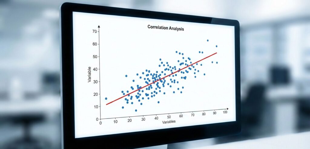 Excel scatter plot chart with trendline showing positive correlation