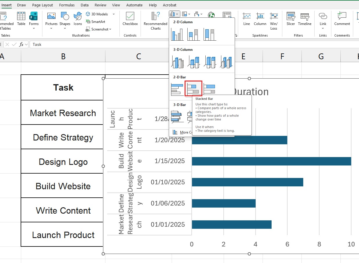 How to Create a Gantt Chart in Excel - blog.excelifyhub.com