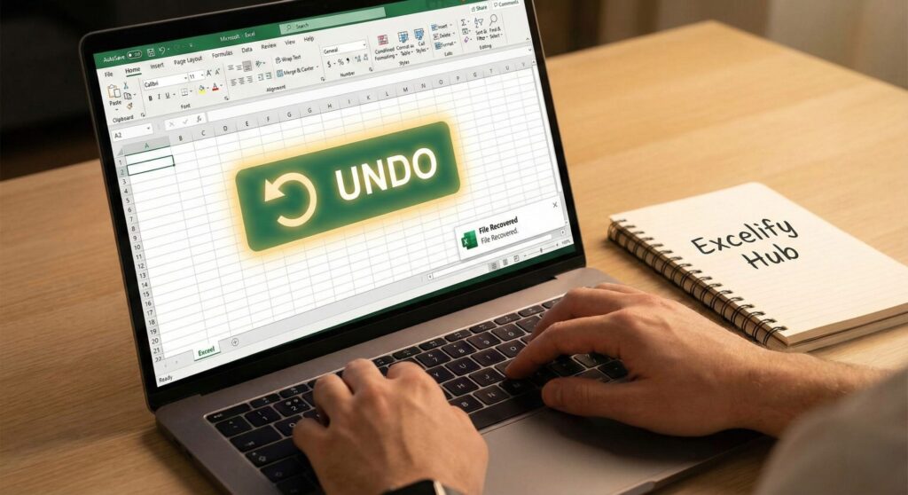 Concept image representing recovering lost data or unsaved spreadsheet in Excel